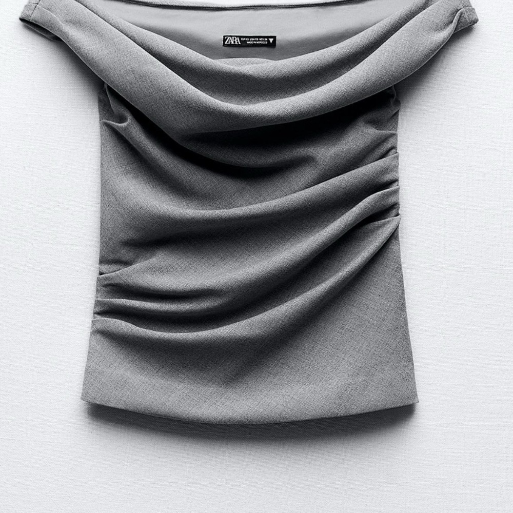 Zara Charcoal Off-Shoulder Blouse